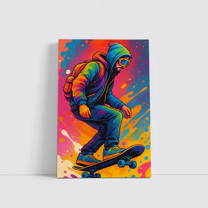 Skateboarder Pop Art Colorful Splash Background