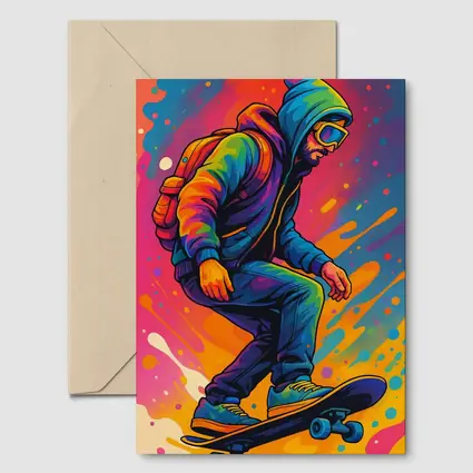 Skateboarder Pop Art Colorful Splash Background