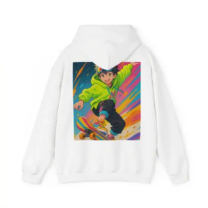 Anime Boy Skateboarding Colorful Abstract Background