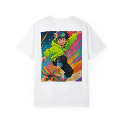 Anime Boy Skateboarding Colorful Abstract Background