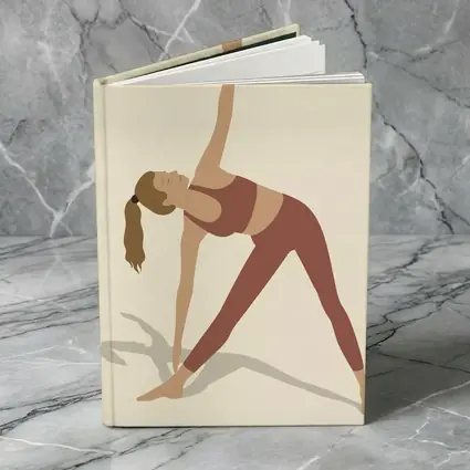 Yoga Triangle Pose Woman Beige Background