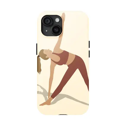 Yoga Triangle Pose Woman Beige Background