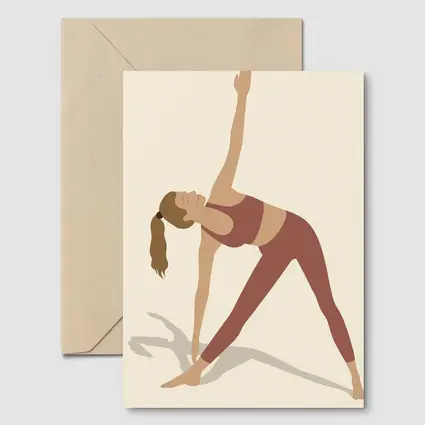 Yoga Triangle Pose Woman Beige Background