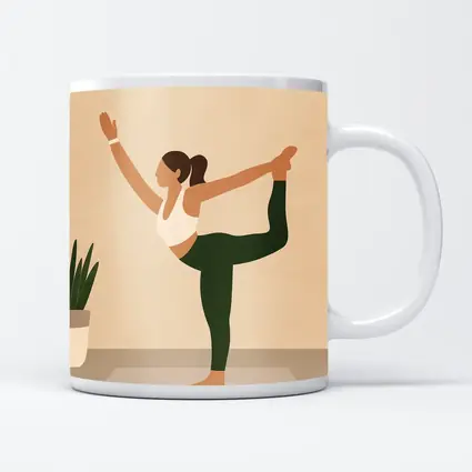 Yoga Dancer Pose Woman Beige Minimal