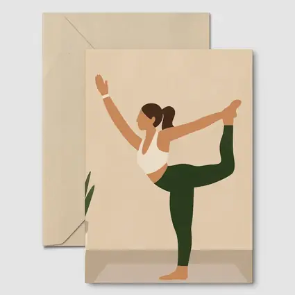 Yoga Dancer Pose Woman Beige Minimal