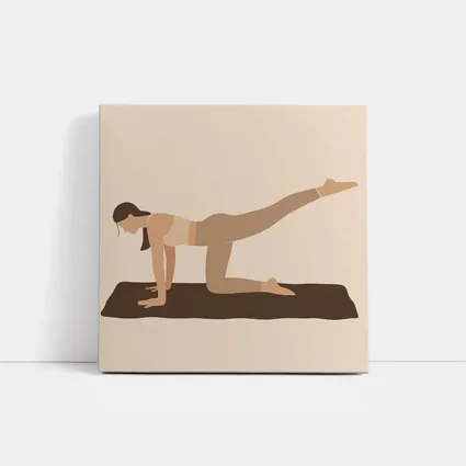 Woman Yoga Pose Beige Minimal Flat Art