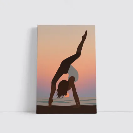 Yoga Pose Silhouette Sunset Beach Art