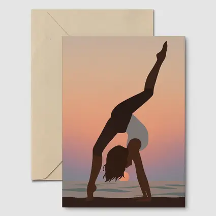 Yoga Pose Silhouette Sunset Beach Art