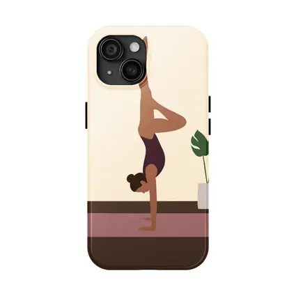 Woman Doing Handstand On Yoga Mat