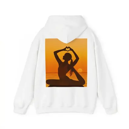 Yoga Silhouette Heart Hands Sunset Ocean