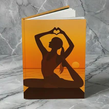 Yoga Silhouette Heart Hands Sunset Ocean