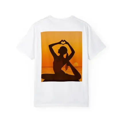 Yoga Silhouette Heart Hands Sunset Ocean
