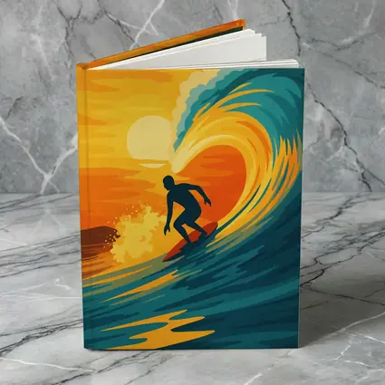 Surfer Riding Wave at Sunset Pop Art