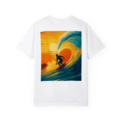 Surfer Riding Wave at Sunset Pop Art