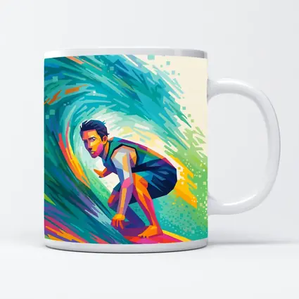 Surfer Riding Colorful Wave Pop Art