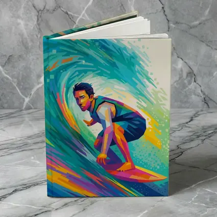 Surfer Riding Colorful Wave Pop Art