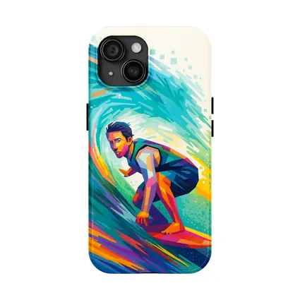 Surfer Riding Colorful Wave Pop Art