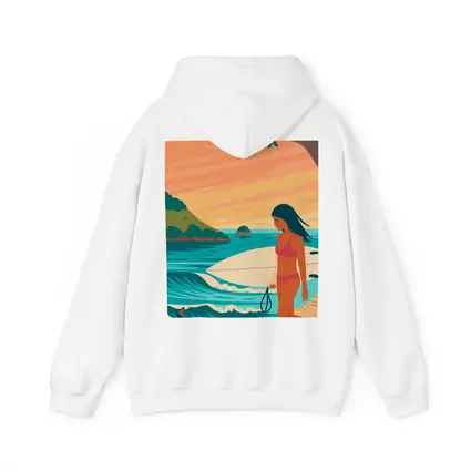 Surfer Girl Beach Sunset Illustration Art