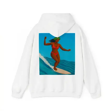 Hawaiian Surfer Woman Riding Ocean Wave
