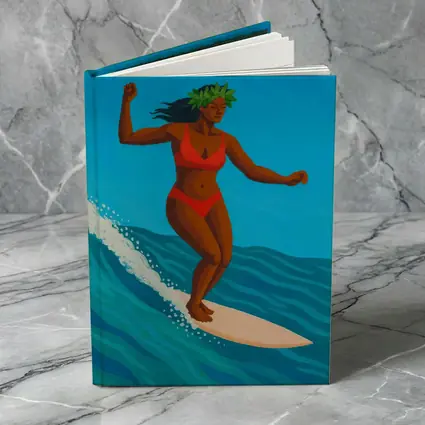 Hawaiian Surfer Woman Riding Ocean Wave