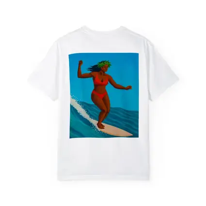Hawaiian Surfer Woman Riding Ocean Wave
