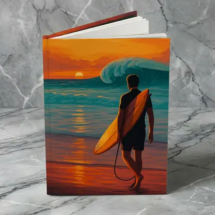 Surfer Watching Wave at Sunset Beach