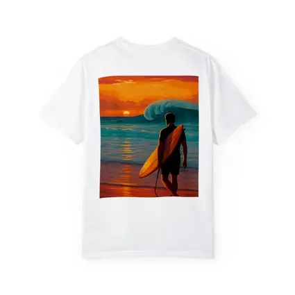 Surfer Watching Wave at Sunset Beach