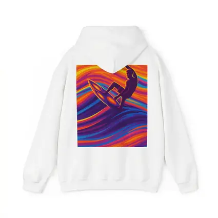 Surfer Riding Psychedelic Colorful Wave Art