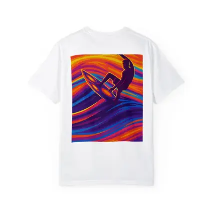 Surfer Riding Psychedelic Colorful Wave Art
