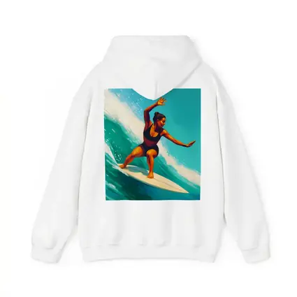 Woman Surfing Big Teal Ocean Wave Art