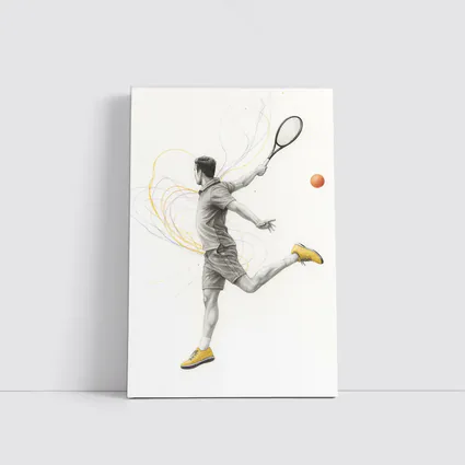 Tennis Player Sketch Art Yellow Shoes