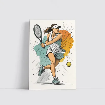 Tennis Player Woman Comic Art Style
