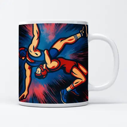 Wrestling Athletes Dynamic Pop Art Dark Background
