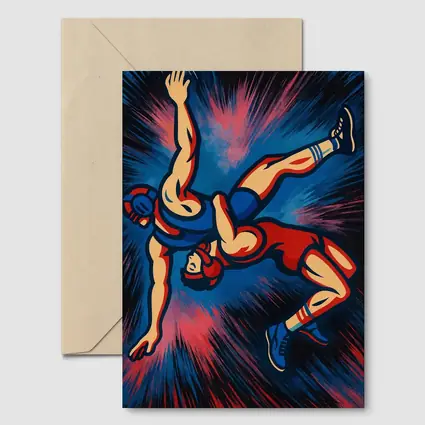 Wrestling Athletes Dynamic Pop Art Dark Background
