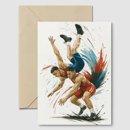 Wrestling Throw Dynamic Ink Splash Art