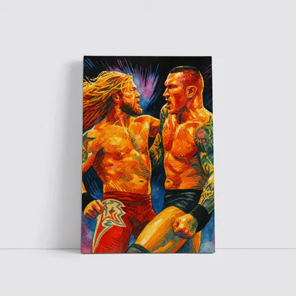 Edge vs Randy Orton Wrestling Watercolor Art