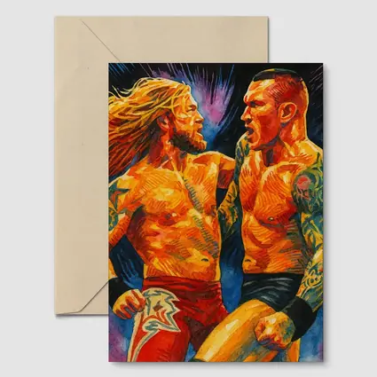 Edge vs Randy Orton Wrestling Watercolor Art