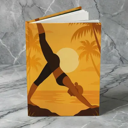 Yoga Pose Sunset Palm Trees Beach