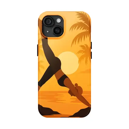 Yoga Pose Sunset Palm Trees Beach