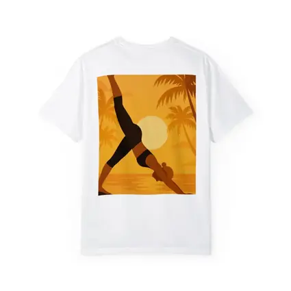 Yoga Pose Sunset Palm Trees Beach