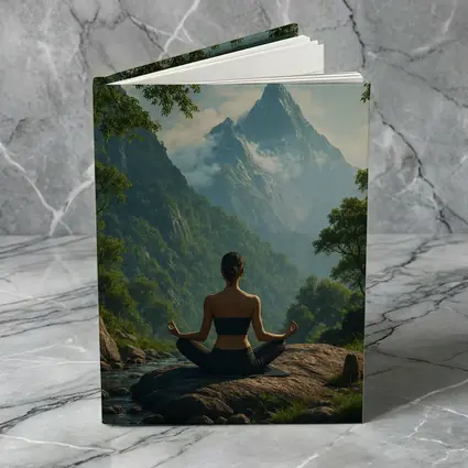 Woman Meditating Lotus Pose Mountain Nature
