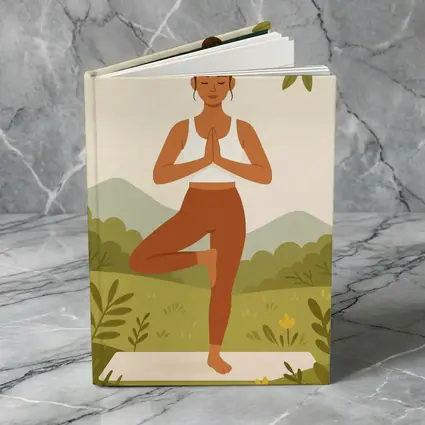 Woman Yoga Tree Pose Nature Background