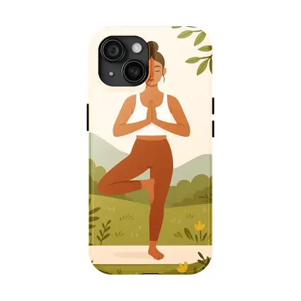 Woman Yoga Tree Pose Nature Background