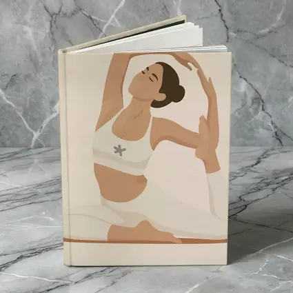 Flat Art Woman Yoga Pose Beige Background