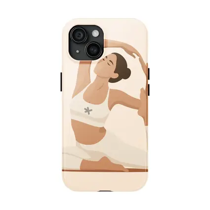Flat Art Woman Yoga Pose Beige Background