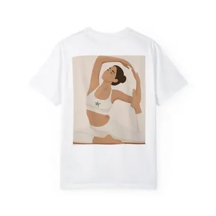 Flat Art Woman Yoga Pose Beige Background