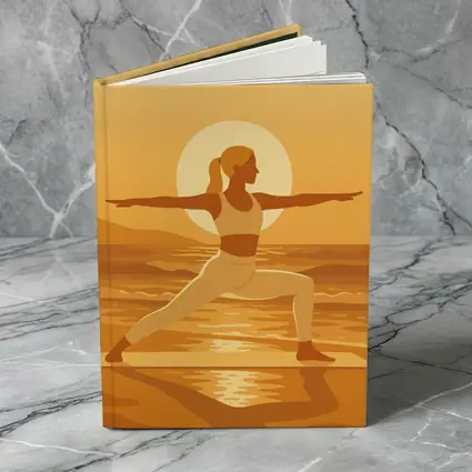 Woman Yoga Warrior Pose Sunset Beach