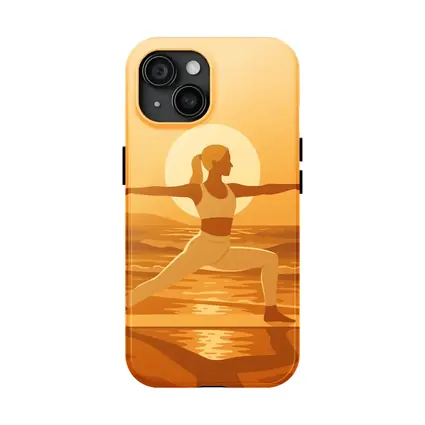 Woman Yoga Warrior Pose Sunset Beach