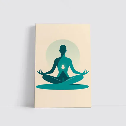 Teal Yoga Meditation Silhouette Lotus Pose Beige