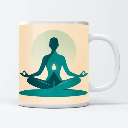Teal Yoga Meditation Silhouette Lotus Pose Beige